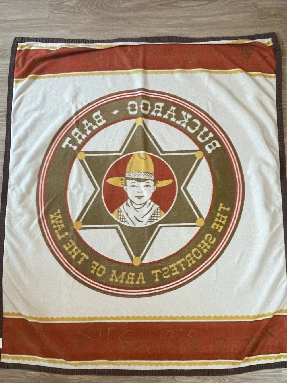 Buckaroo Bart Graphic Blanket - Red, Brown, Cream